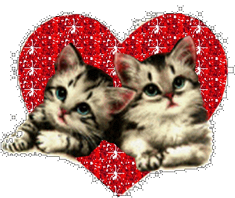 Анимационная картинка про любовь с котятами в сердечке