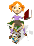 Рисунок девочки с книгами - векторный клип арт