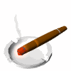 Анимационные рисунки предметов - пепельница и дымящаяся сигарета